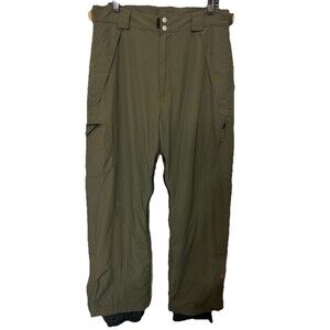 Kemper Cargo Snow Pants Mens Large Adjustable Waist Weatherproof Nylon Olive